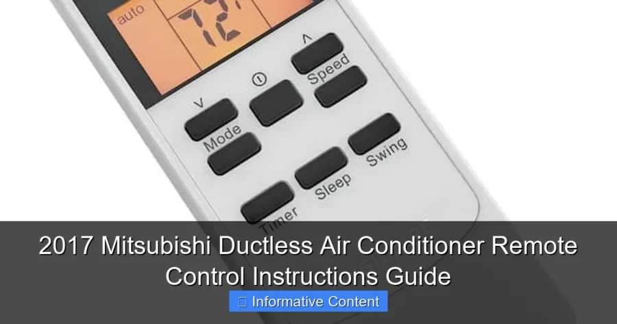2017 Mitsubishi Ductless Air Conditioner Remote Control Instructions Guide