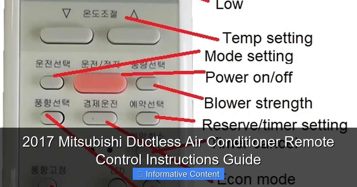 2017 Mitsubishi Ductless Air Conditioner Remote Control Instructions Guide