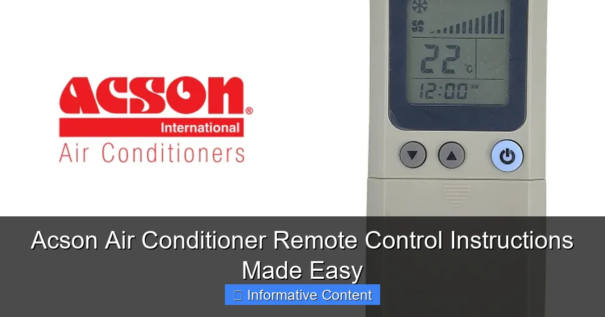 Acson Air Conditioner Remote Control Instructions Made Easy