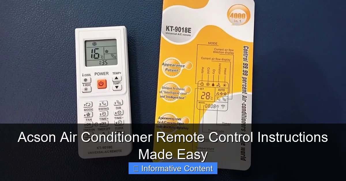 Acson Air Conditioner Remote Control Instructions Made Easy