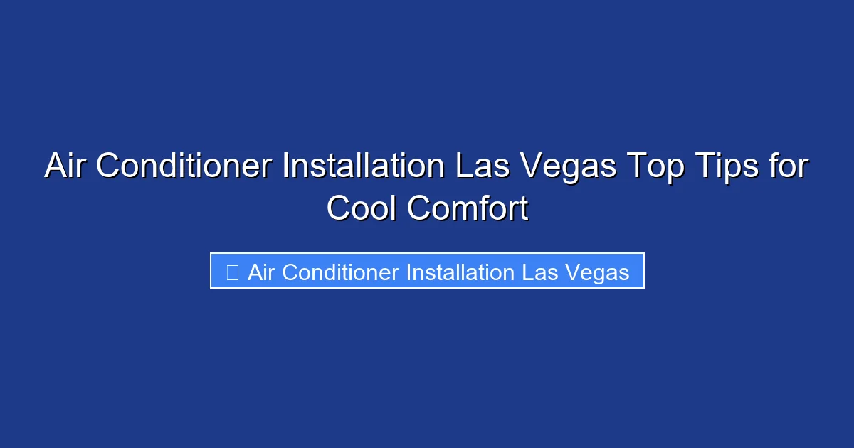 Air Conditioner Installation Las Vegas Top Tips for Cool Comfort