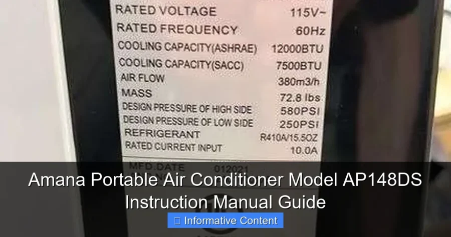 Amana Portable Air Conditioner Model AP148DS Instruction Manual Guide