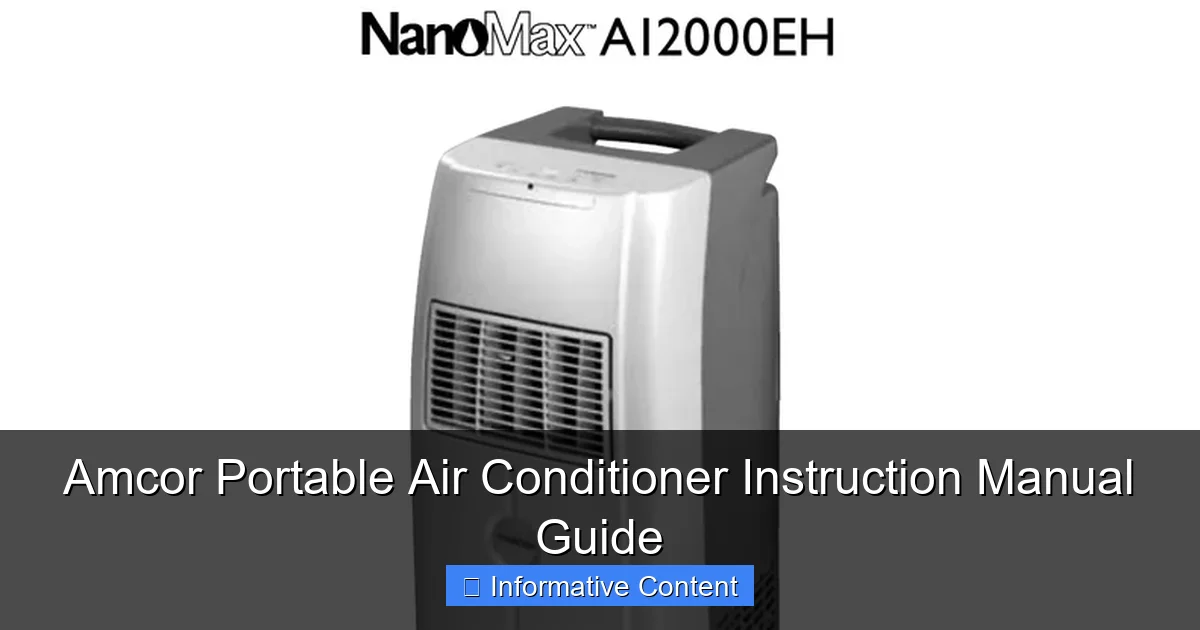Amcor Portable Air Conditioner Instruction Manual Guide