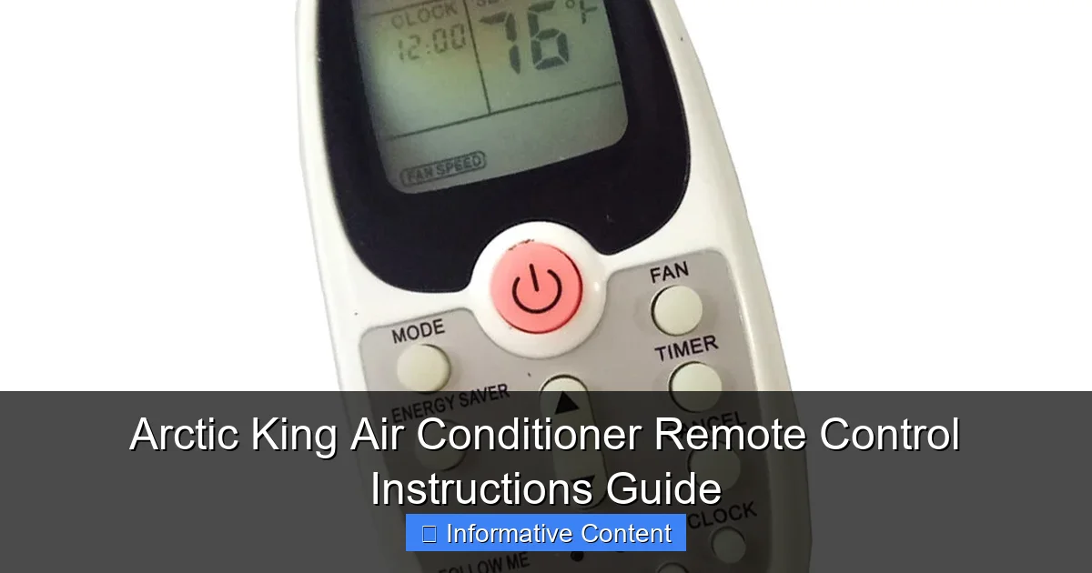 Arctic King Air Conditioner Remote Control Instructions Guide