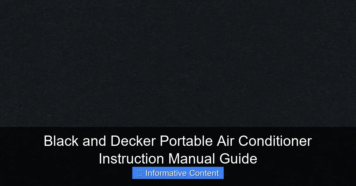 Black and Decker Portable Air Conditioner Instruction Manual Guide