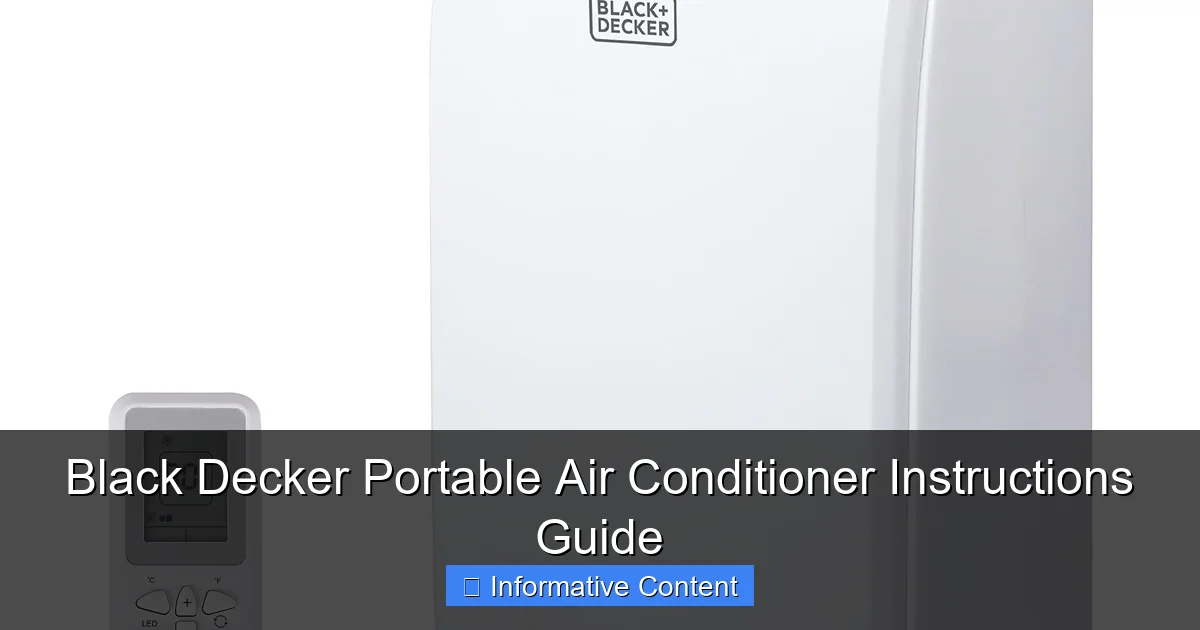 Black Decker Portable Air Conditioner Instructions Guide