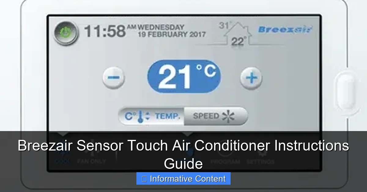 Breezair Sensor Touch Air Conditioner Instructions Guide