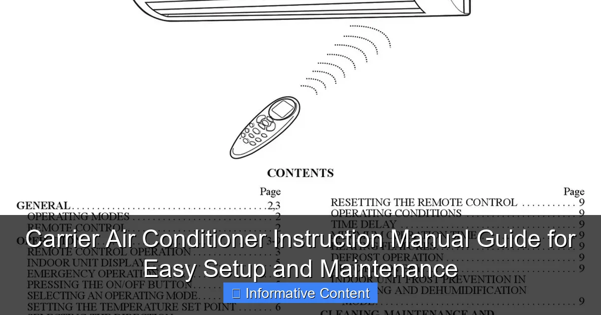 Carrier Air Conditioner Instruction Manual Guide for Easy Setup and Maintenance