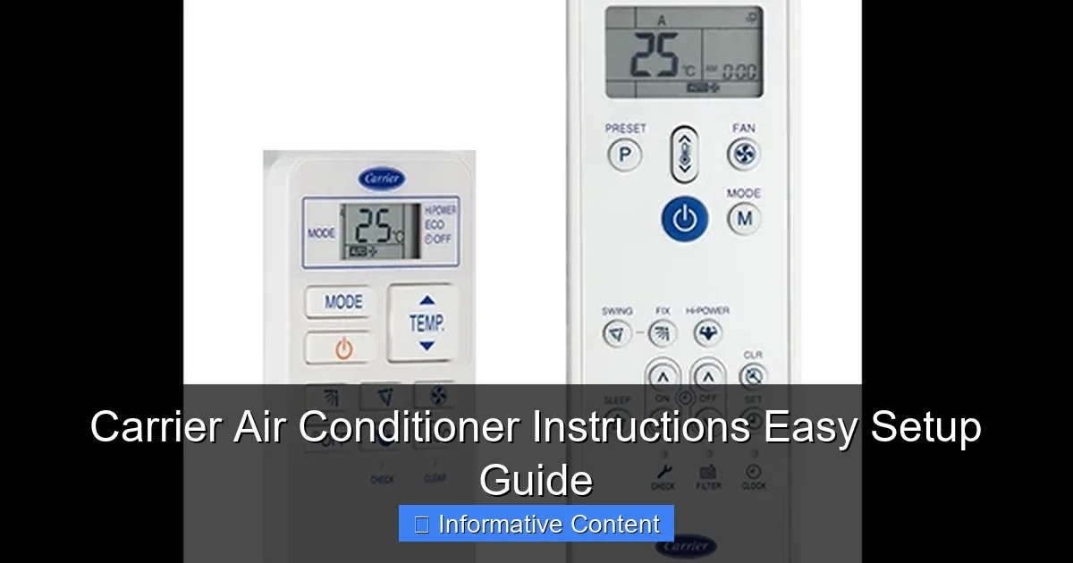 Carrier Air Conditioner Instructions Easy Setup Guide