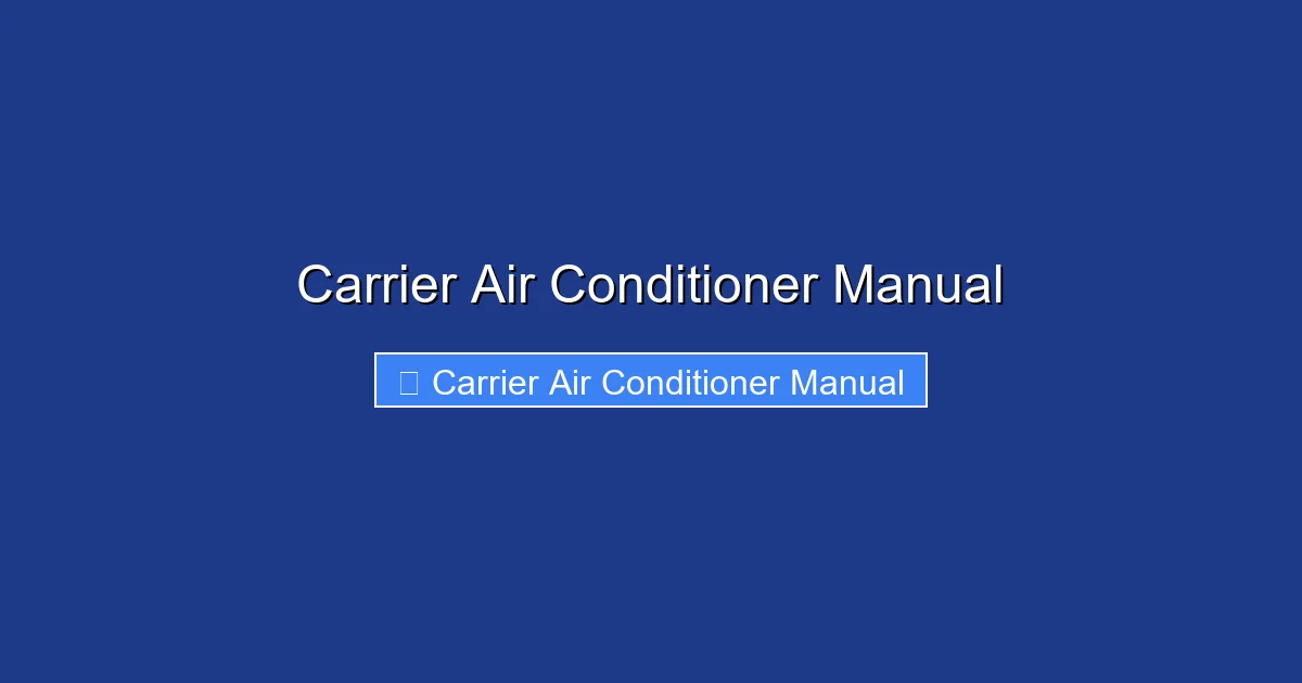 Carrier Air Conditioner Manual