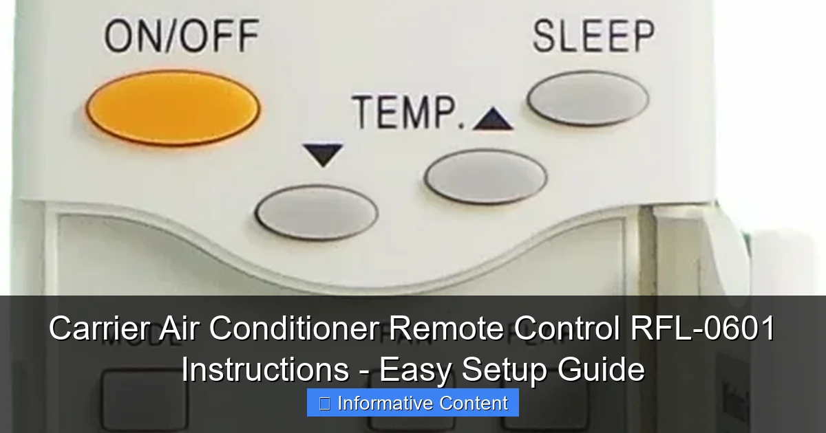 Carrier Air Conditioner Remote Control RFL-0601 Instructions - Easy Setup Guide