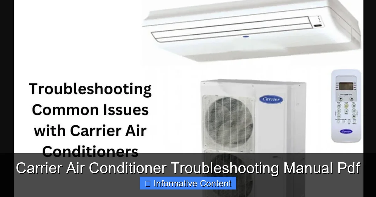 Carrier Air Conditioner Troubleshooting Manual Pdf