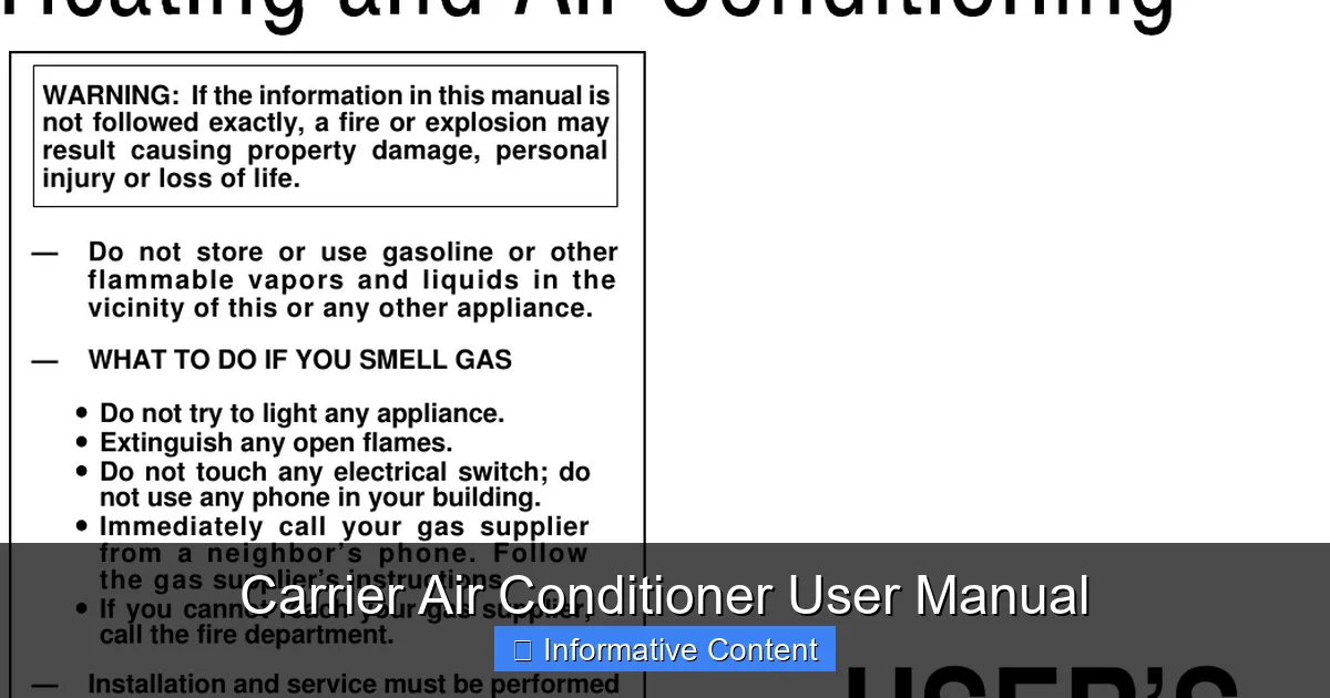 Carrier Air Conditioner User Manual