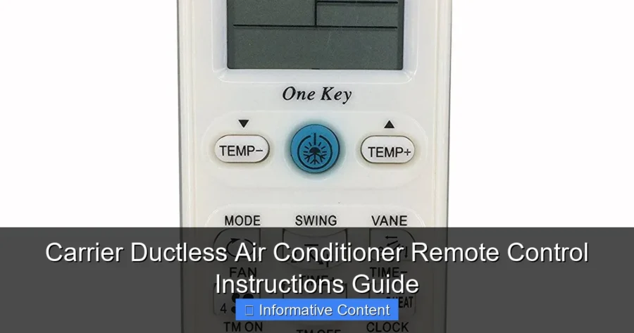 Carrier Ductless Air Conditioner Remote Control Instructions Guide