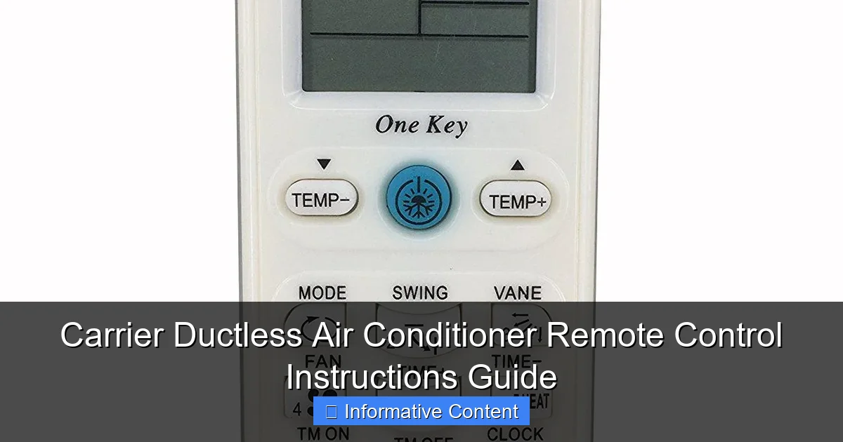 Carrier Ductless Air Conditioner Remote Control Instructions Guide