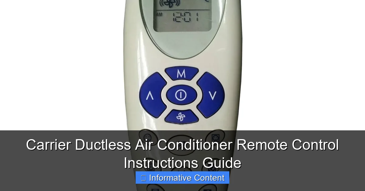 Carrier Ductless Air Conditioner Remote Control Instructions Guide