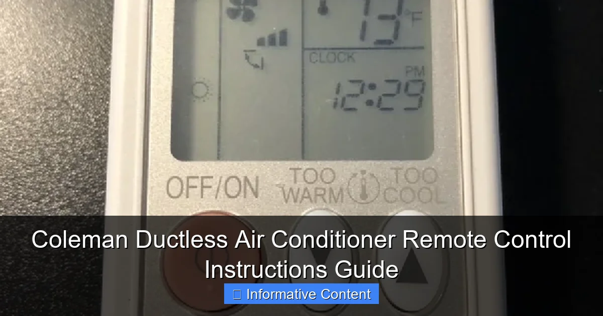 Coleman Ductless Air Conditioner Remote Control Instructions Guide