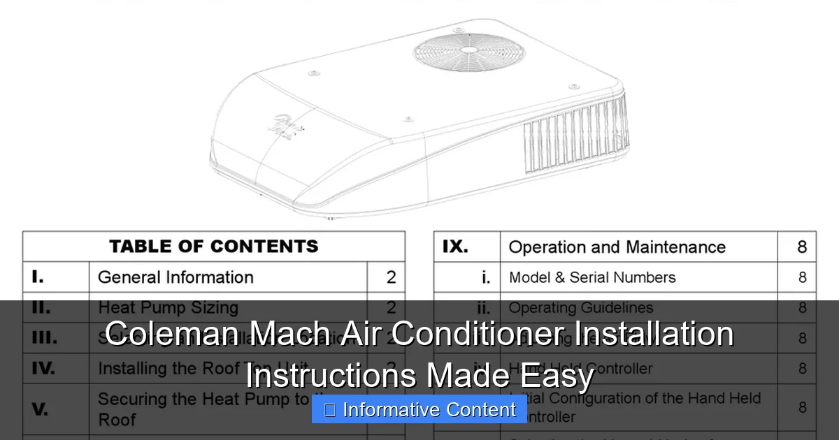 Coleman Mach Air Conditioner Installation Instructions Made Easy