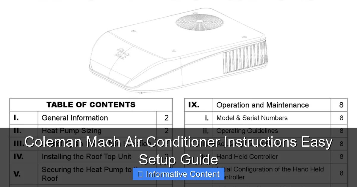 Coleman Mach Air Conditioner Instructions Easy Setup Guide