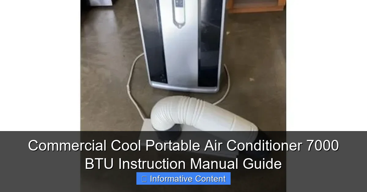 Commercial Cool Portable Air Conditioner 7000 BTU Instruction Manual Guide