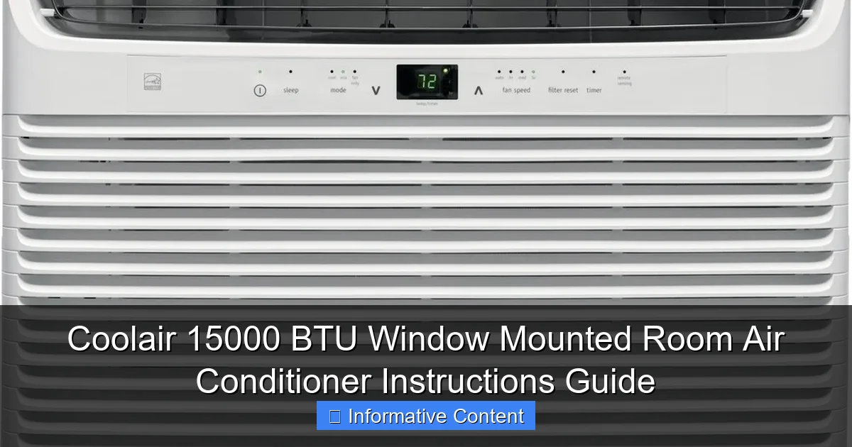 Coolair 15000 BTU Window Mounted Room Air Conditioner Instructions Guide