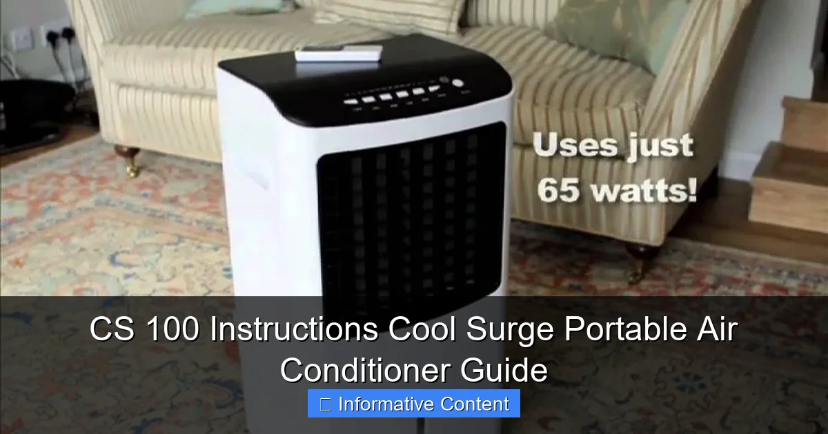 CS 100 Instructions Cool Surge Portable Air Conditioner Guide
