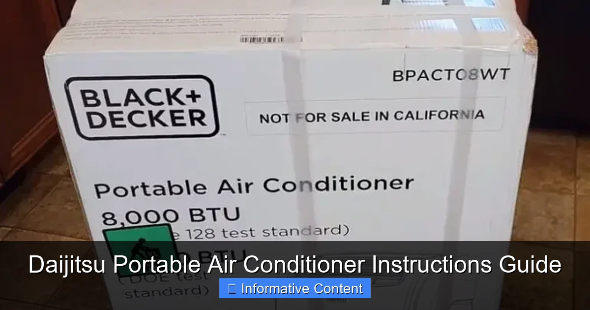 Daijitsu Portable Air Conditioner Instructions Guide