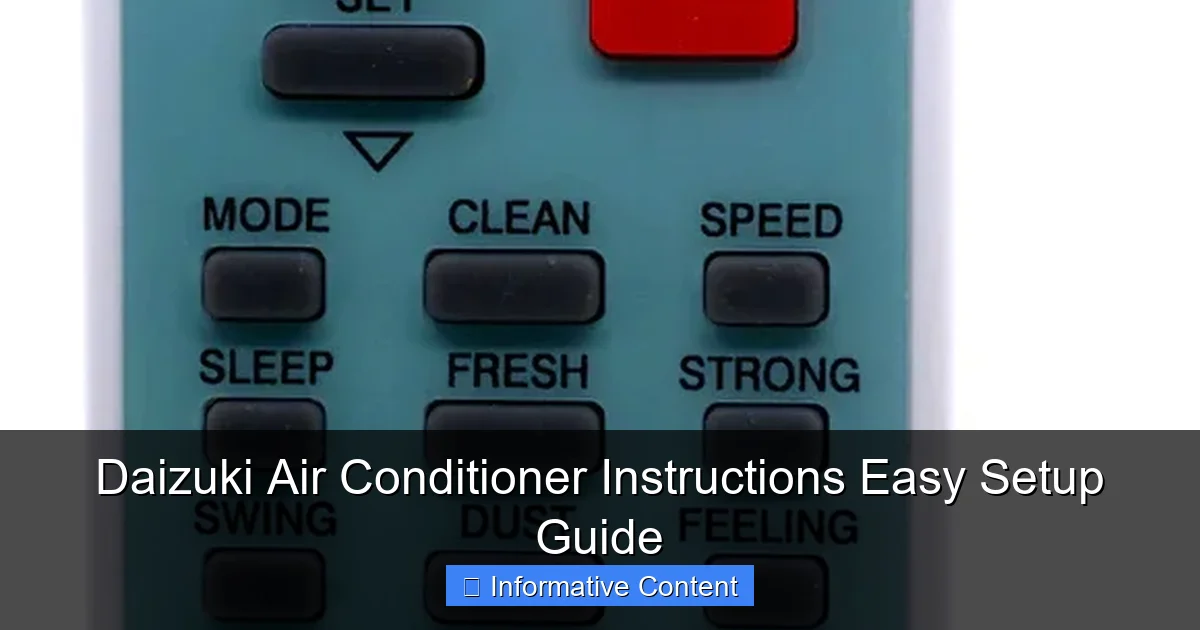 Daizuki Air Conditioner Instructions Easy Setup Guide