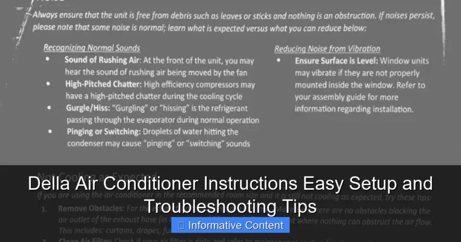 Della Air Conditioner Instructions Easy Setup and Troubleshooting Tips