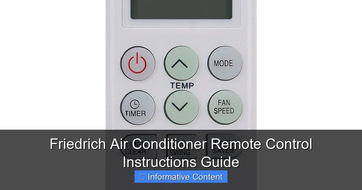 Friedrich Air Conditioner Remote Control Instructions Guide