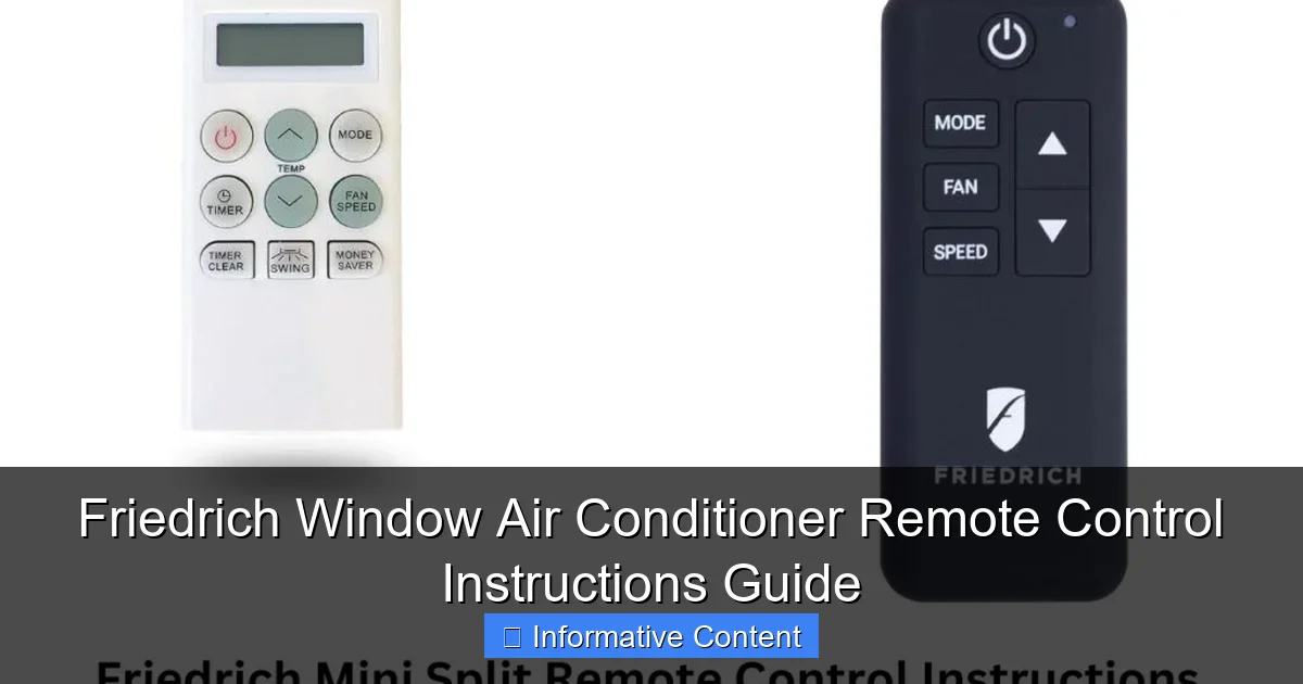 Friedrich Window Air Conditioner Remote Control Instructions Guide