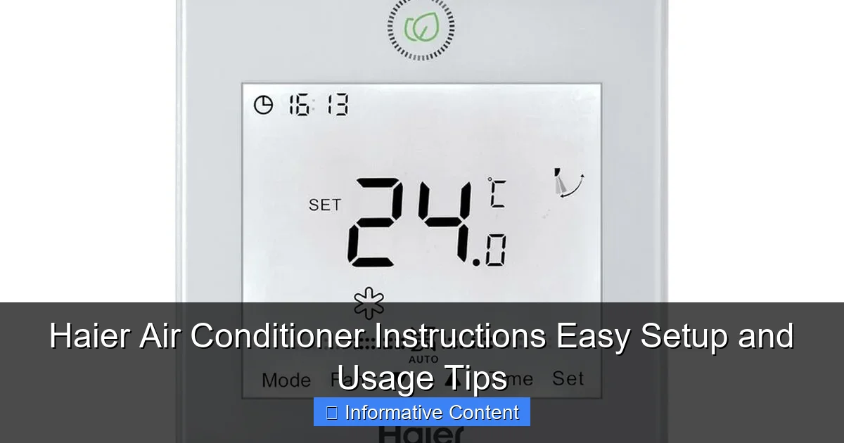Haier Air Conditioner Instructions Easy Setup and Usage Tips