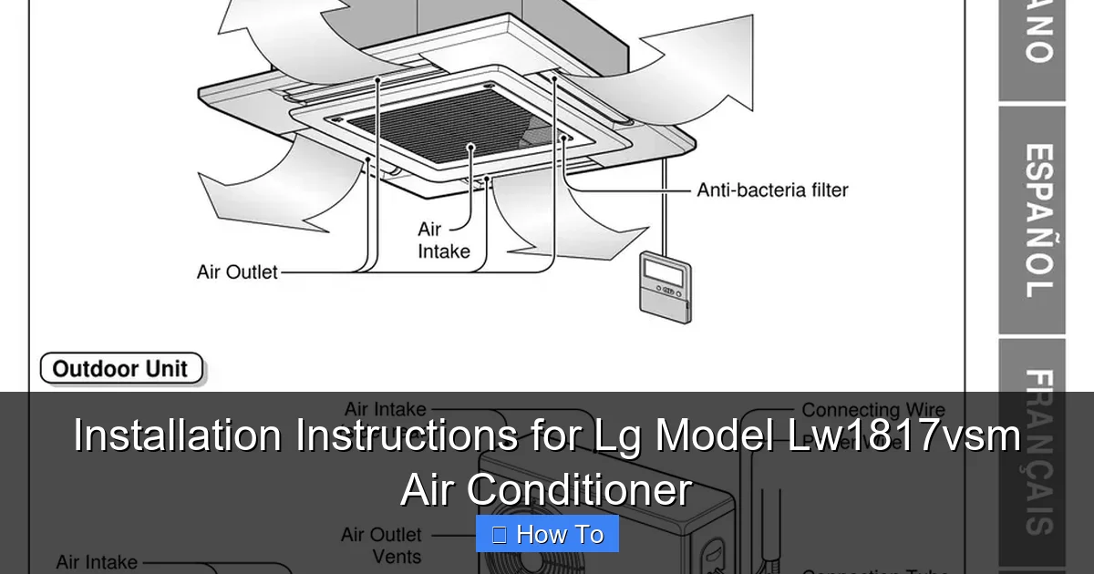 Installation Instructions for Lg Model Lw1817vsm Air Conditioner