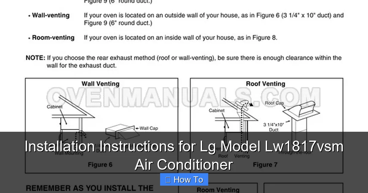 Installation Instructions for Lg Model Lw1817vsm Air Conditioner