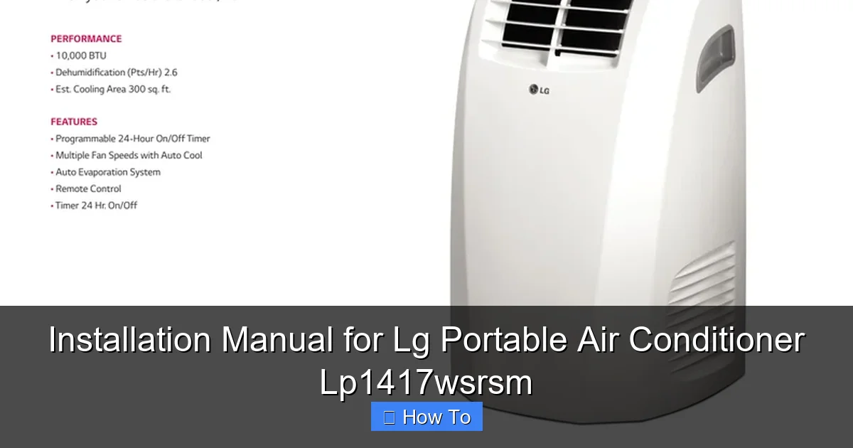 Installation Manual for Lg Portable Air Conditioner Lp1417wsrsm