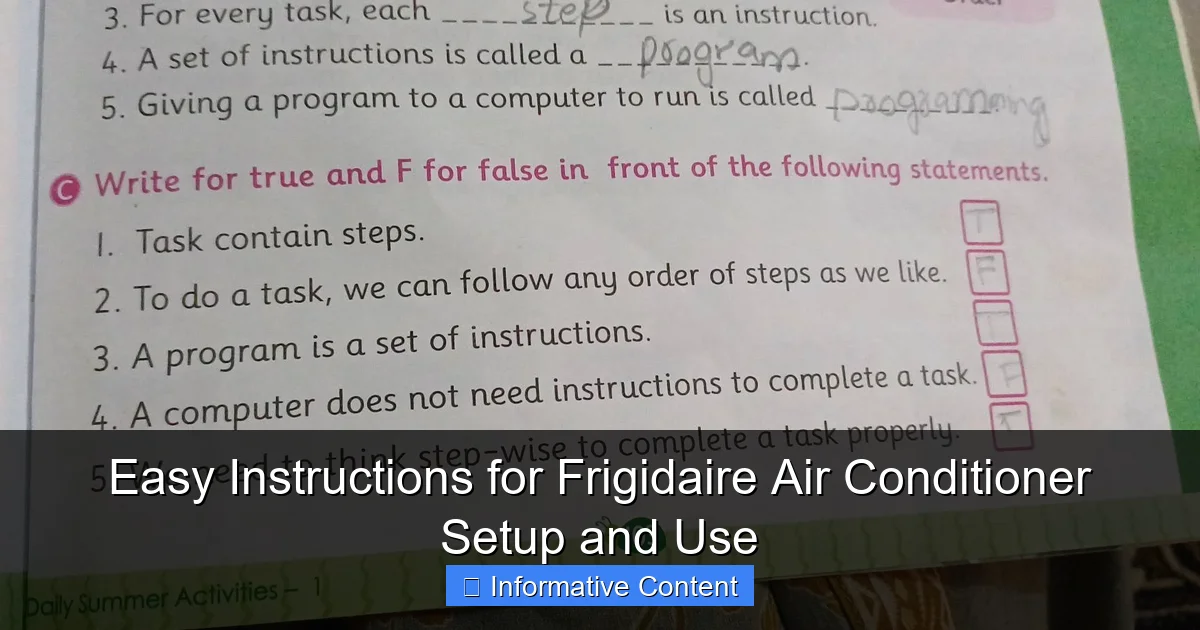 Easy Instructions for Frigidaire Air Conditioner Setup and Use