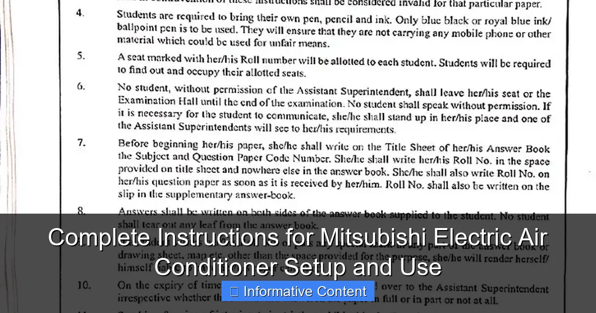 Complete Instructions for Mitsubishi Electric Air Conditioner Setup and Use