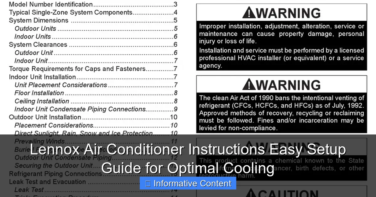 Lennox Air Conditioner Instructions Easy Setup Guide for Optimal Cooling