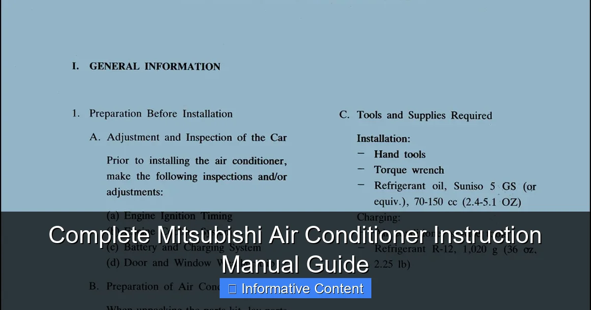 Complete Mitsubishi Air Conditioner Instruction Manual Guide