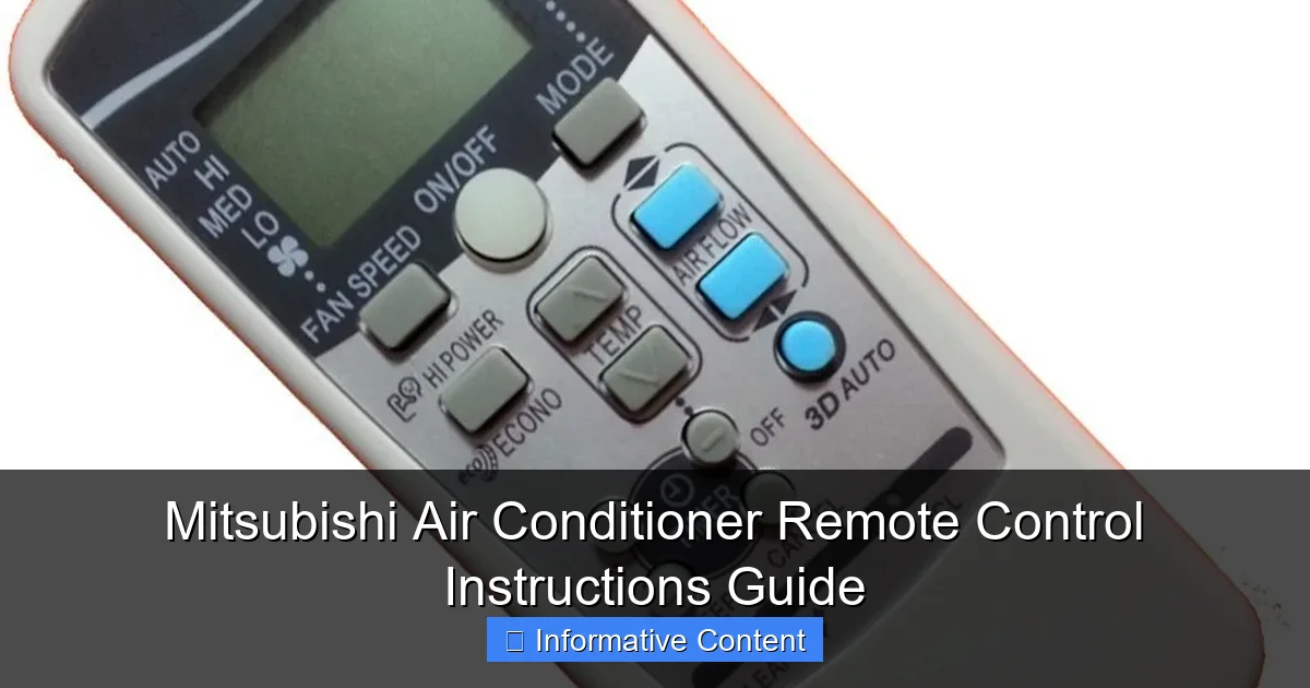 Mitsubishi Air Conditioner Remote Control Instructions Guide