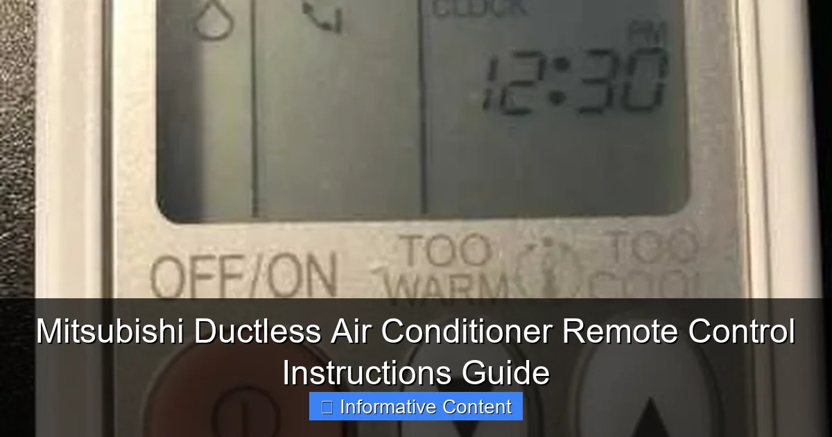 Mitsubishi Ductless Air Conditioner Remote Control Instructions Guide