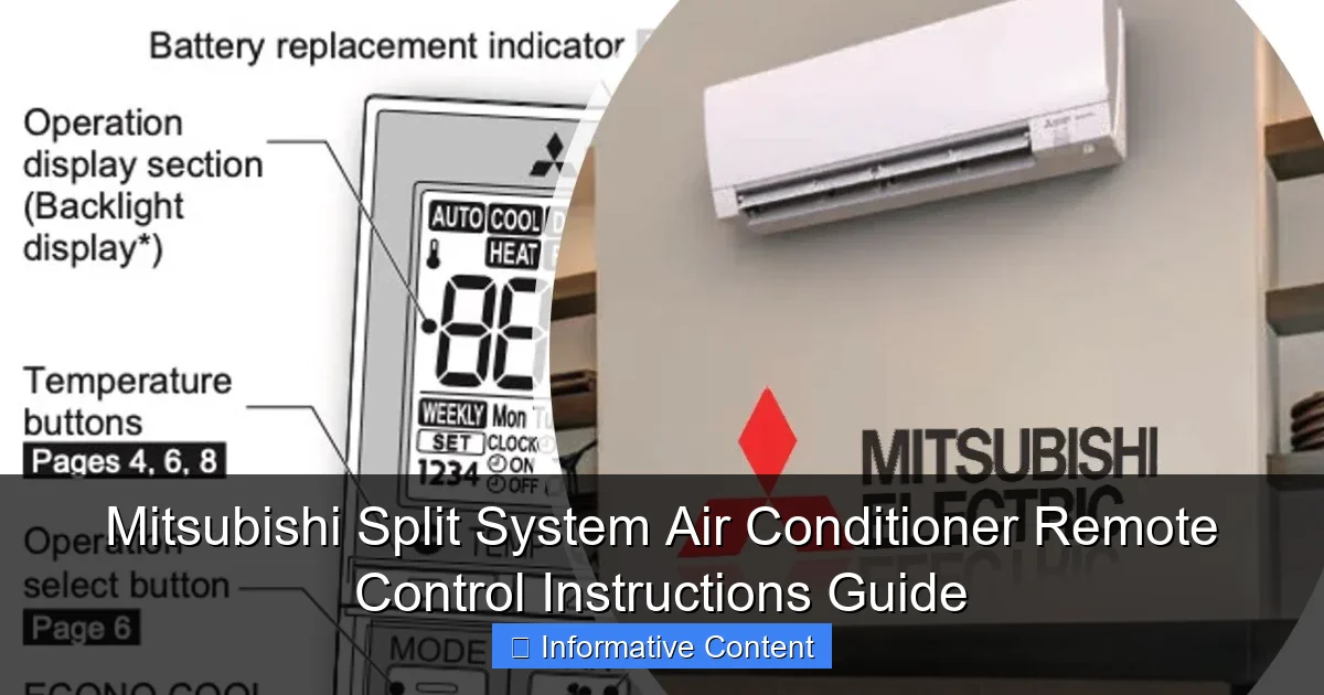 Mitsubishi Split System Air Conditioner Remote Control Instructions Guide