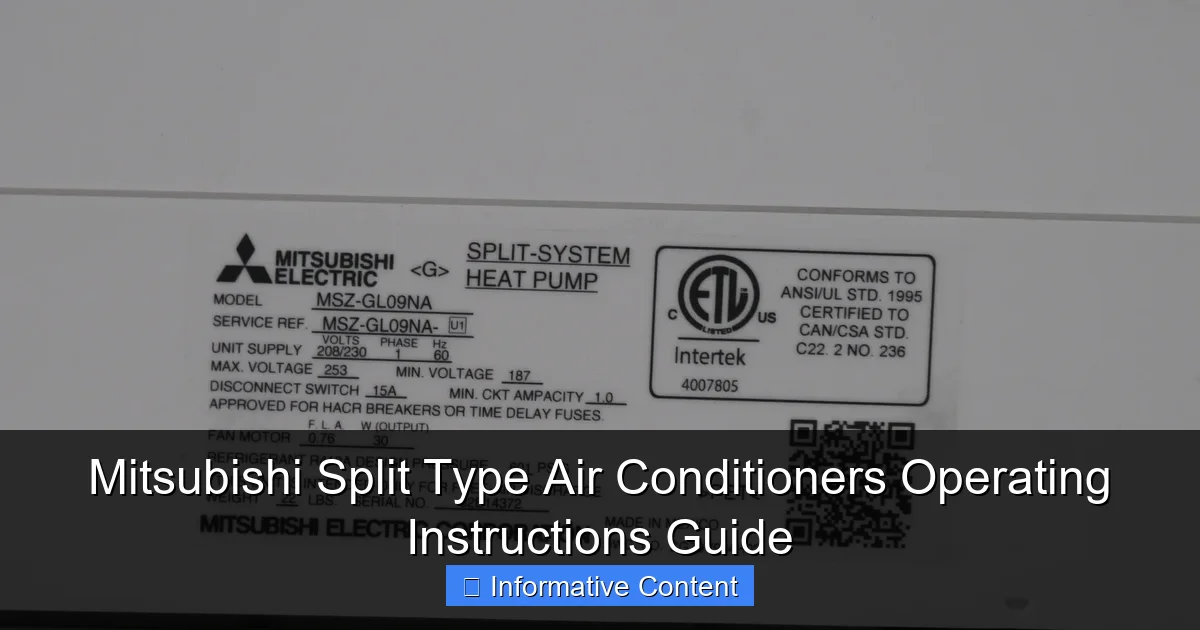 Mitsubishi Split Type Air Conditioners Operating Instructions Guide