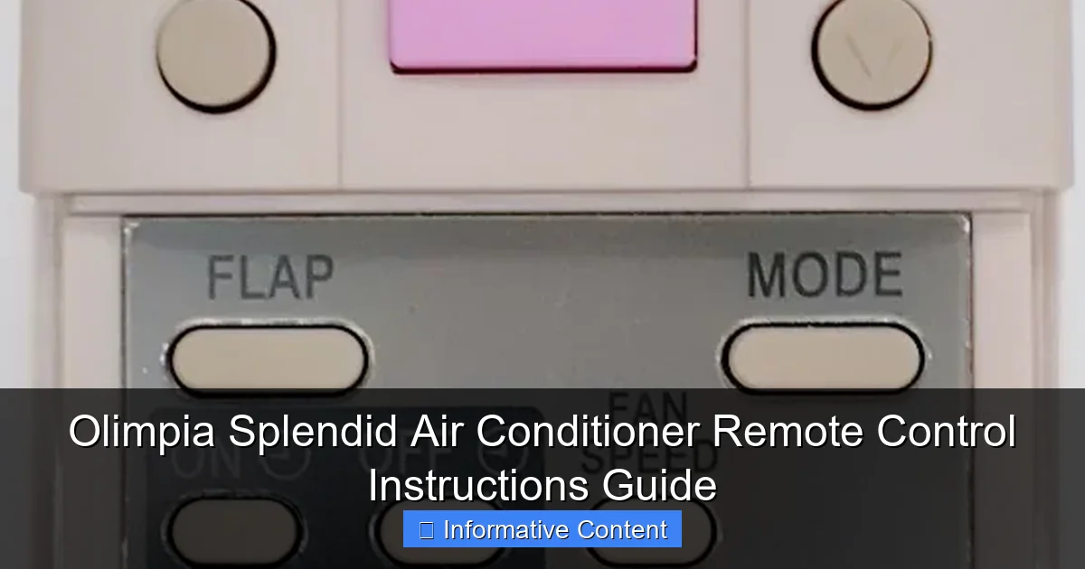 Olimpia Splendid Air Conditioner Remote Control Instructions Guide