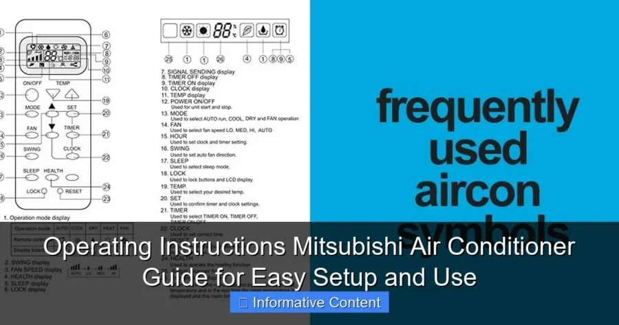 Operating Instructions Mitsubishi Air Conditioner Guide for Easy Setup and Use