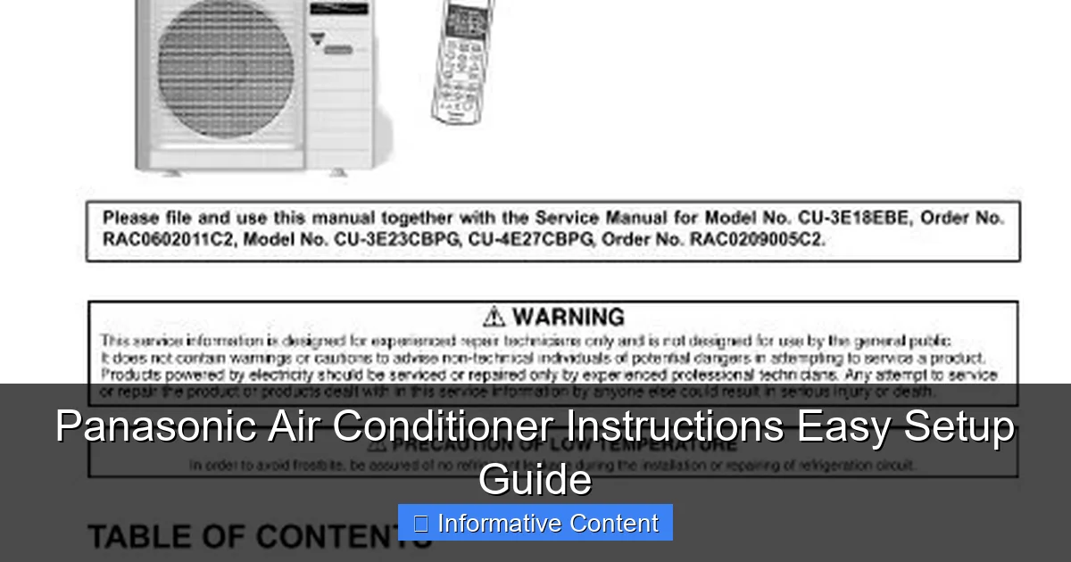 Panasonic Air Conditioner Instructions Easy Setup Guide