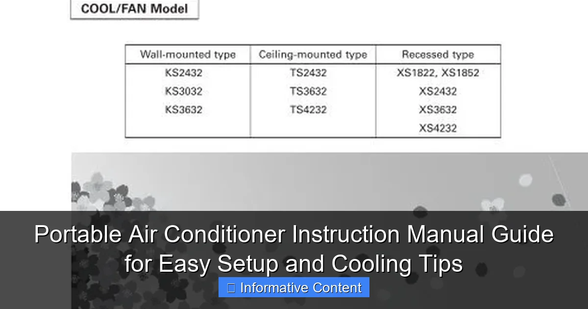 Portable Air Conditioner Instruction Manual Guide for Easy Setup and Cooling Tips