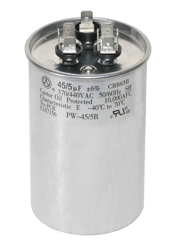 45+5 MFD 370V/440V Dual Run Capacitor for Heat Pump and AC Condenser
