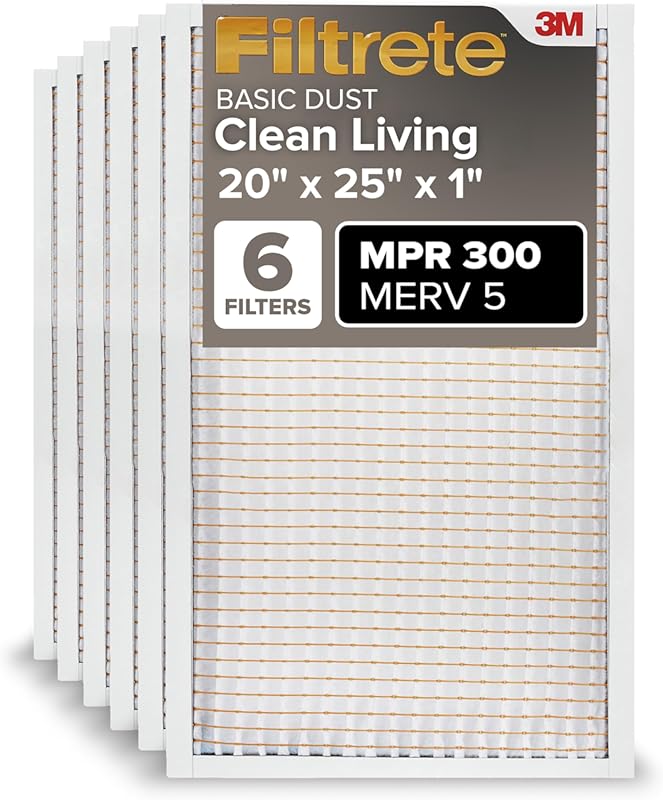 Filtrete 20x25x1 AC Furnace Air Filter, MERV 5, MPR 300, Capture Unwan