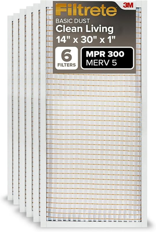 Filtrete 14x30x1 Air Filter, MPR 300, MERV 5, Clean Living Basic Dust